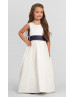 Ivory Satin Floor Length Bustle Back Flower Girl Dress